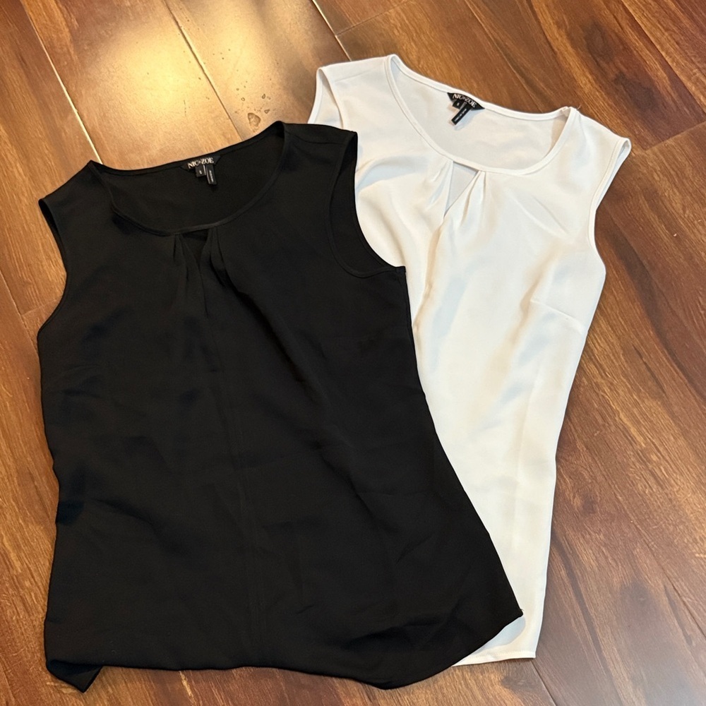 BUNDLE of 2 NIC+ZOE Black and White Sleeveless Tank Tops Size Small